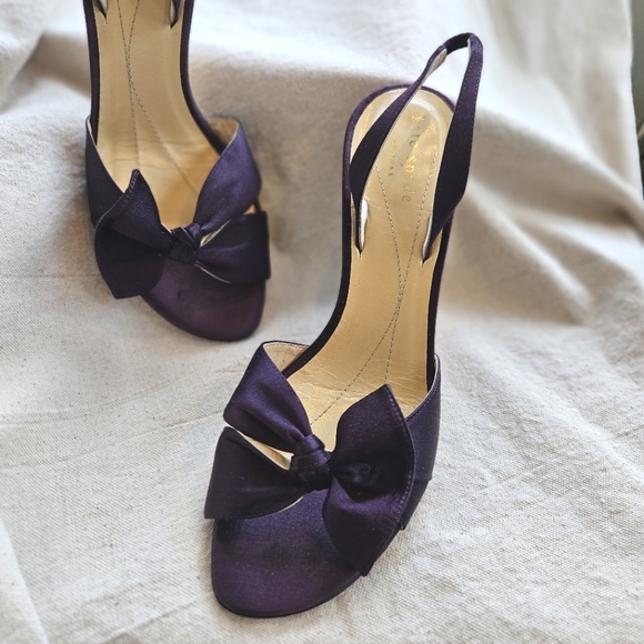 Kate Spade Lora, Plum Satin slingback heels, size 7M - Picture 2 of 8